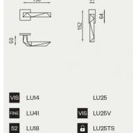 Дверная ручка на квадратной розетке DND HANDLES LU41 PCS LUXURY DUE хром матовый - Дверная ручка на квадратной розетке DND HANDLES LU41 PCS LUXURY DUE хром матовый